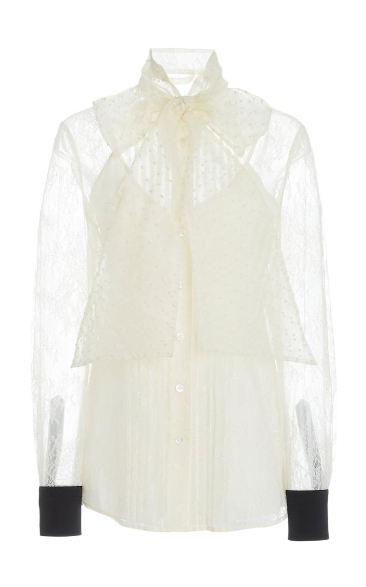 Moda Operandi Tory Burch Chantilly Lace Bow Blouse