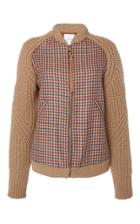 Agnona Checkered Cardigan With Mohair Sleeves