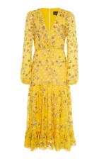 Saloni Devon Sequined Floral-print Silk-chiffon Midi Dress