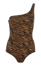 Lisa Marie Fernandez Arden One-shoulder Zebra-print Swimsuit