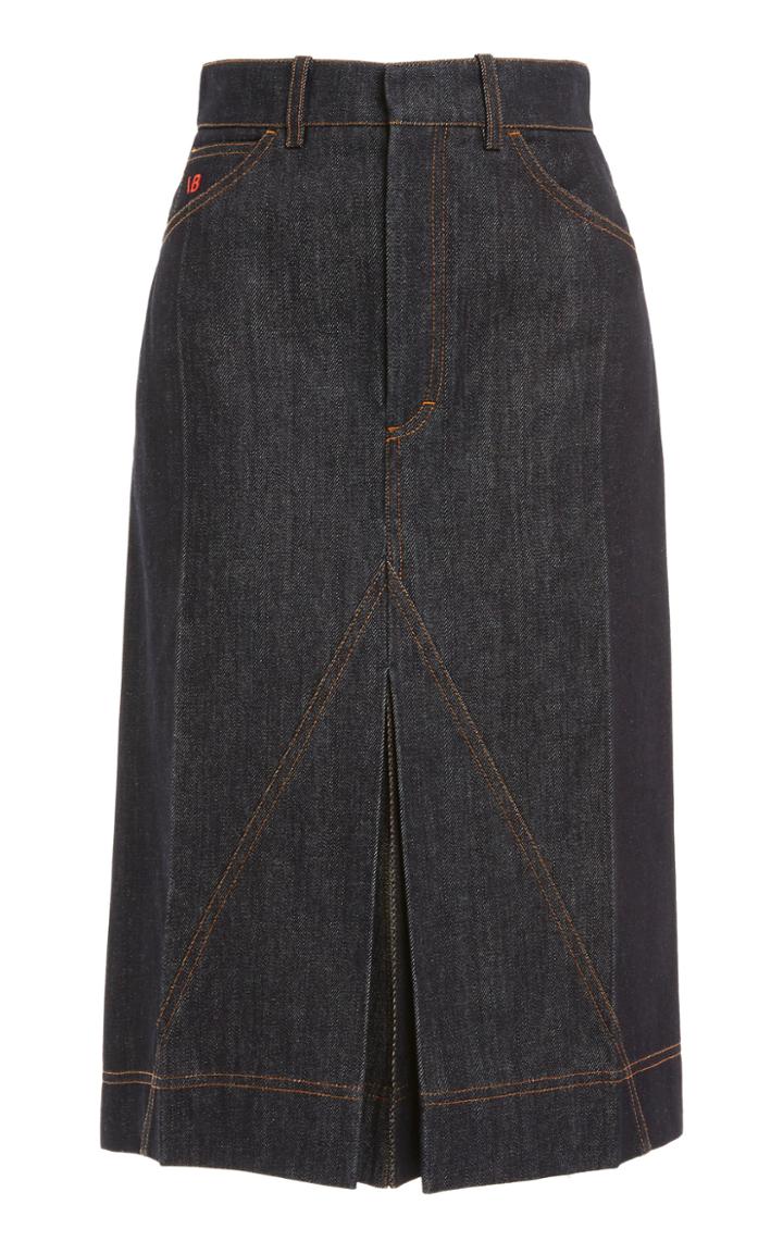 Moda Operandi Victoria Beckham A-line Denim Midi Skirt