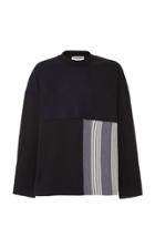 Jil Sander Striped Cotton-paneled Wool Sweatshirt