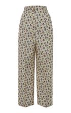 Prada Cropped Floral-print Silk Tapered Pants