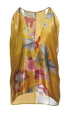 Paule Ka Japanese Floral Printed Silk V-neck Camisole