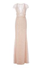 Naeem Khan Short Sleeve Embellished Gown