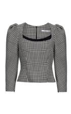 Moda Operandi Safiyaa Georgia Houndstooth Puffed-sleeve Top