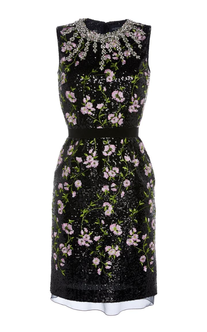 Giambattista Valli Fitted Floral Embroidered Mini Dress
