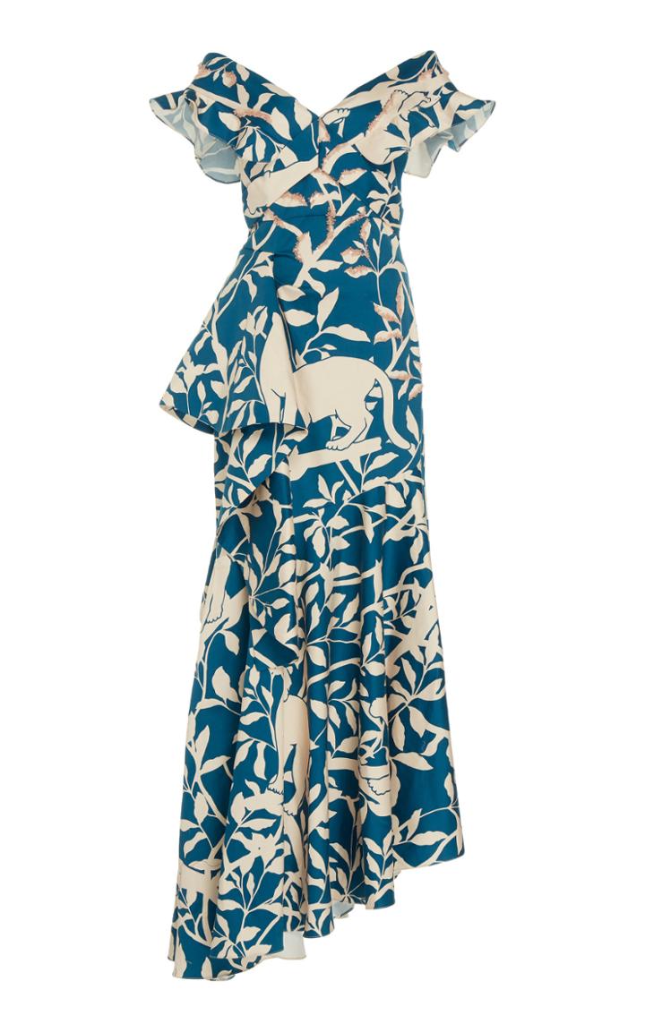 Johanna Ortiz Moda Exclusive Autumn Town Leaves Cotton-blend Gown