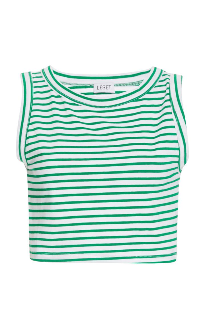 Leset Laura Striped Cotton Cropped Top