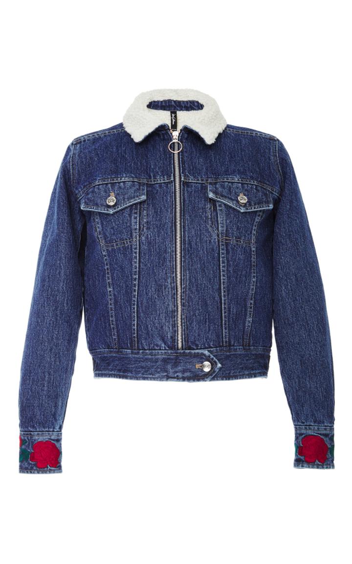 Adam Selman Shearling Denim Jacket