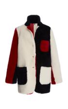 Thom Browne Reversible Color Block Shearling Leather Jacket