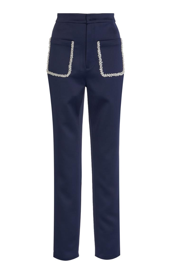 Huishan Zhang Eliza Pocketed Straight Leg Satin Pants