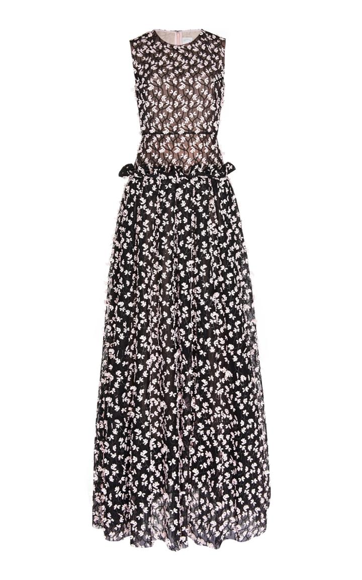 Huishan Zhang Lyla Sleeveless Floral Embroidered Gown