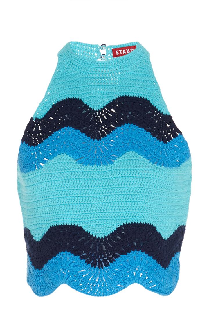Staud Star Cropped Crochet-knit Cotton Top