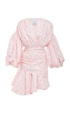 Acler Dorset Draped Floral-print Cotton And Silk-blend Mini Dress