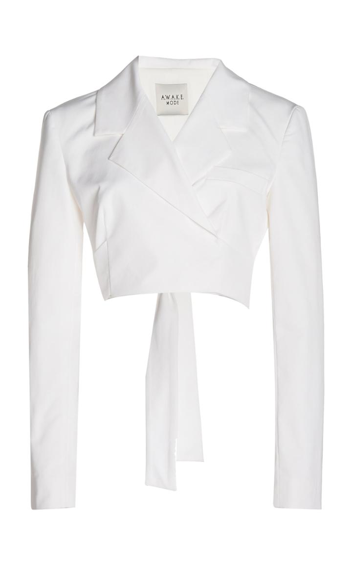 Moda Operandi A.w.a.k.e. Mode Twill Cropped Wrap Blazer