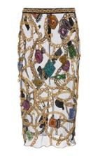 Versace Sheer Tulle Jewel Knee-length Skirt