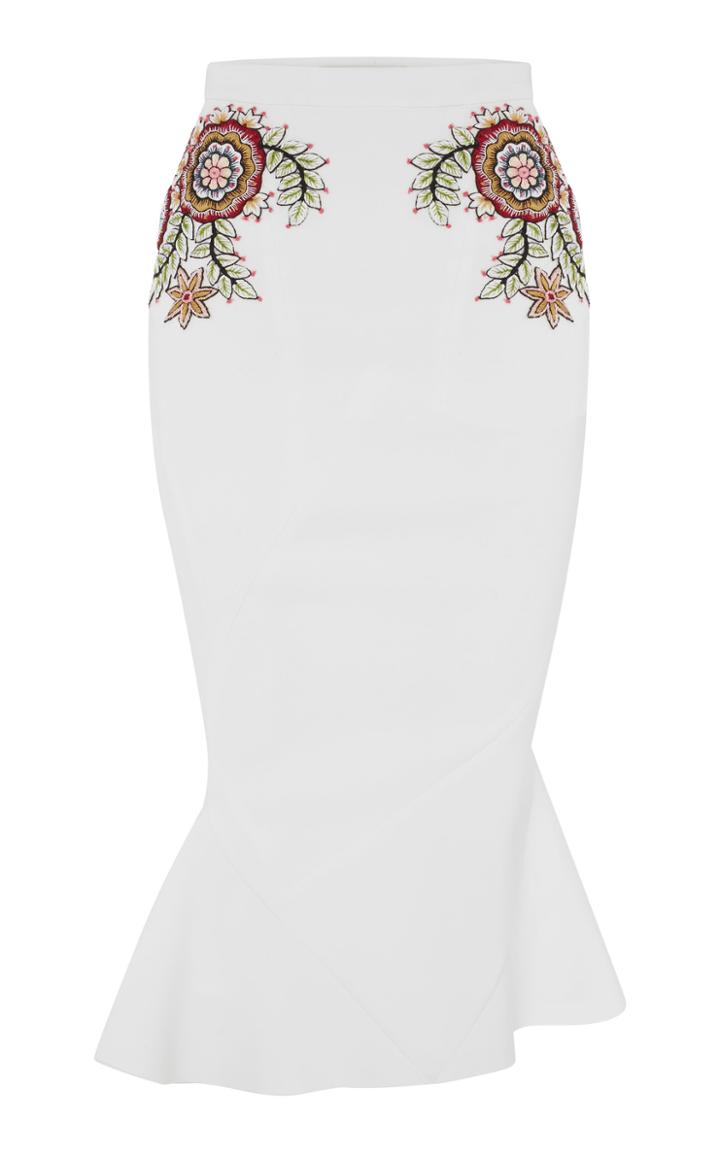Rachel Gilbert Shalini Hand Embroidered Crepe Skirt