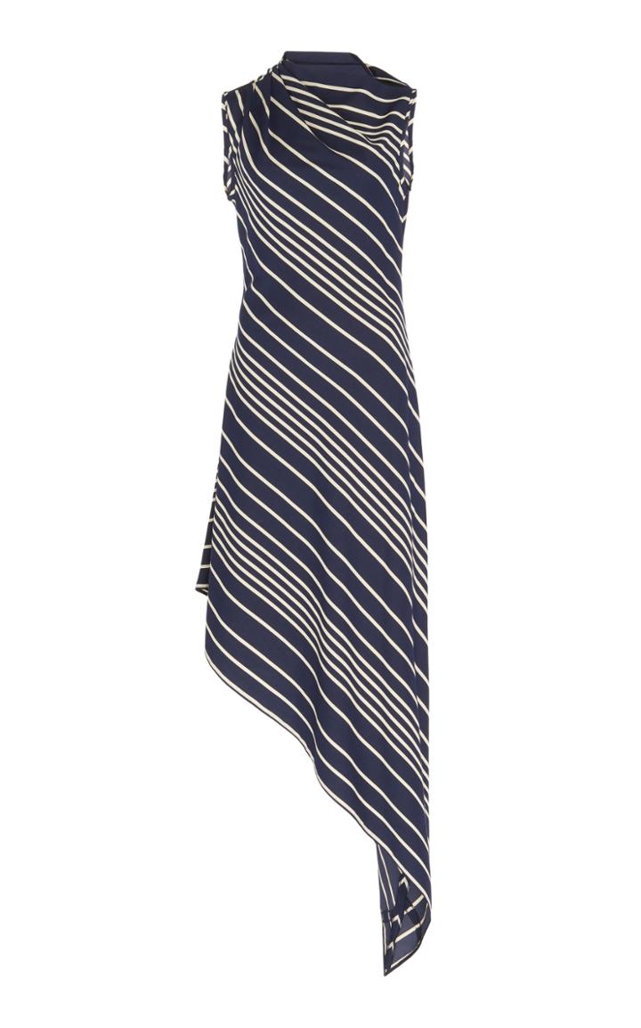 Martin Grant Asymmetrical Striped Midi Dress