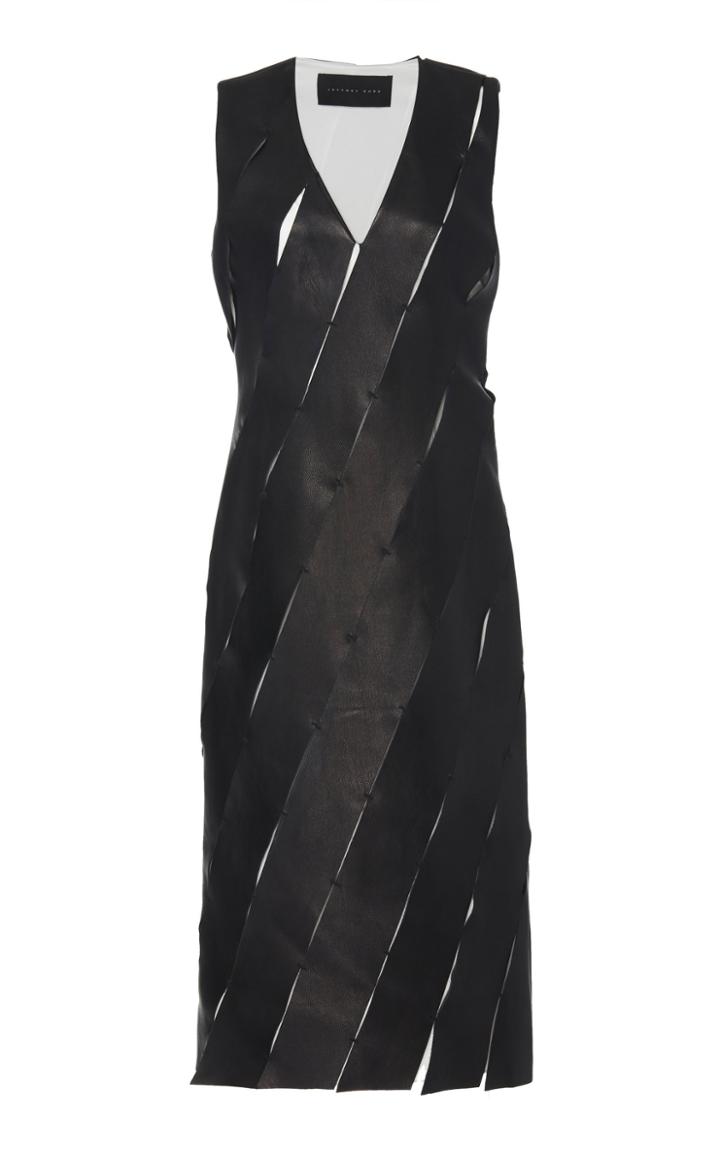 Jeffrey Dodd Leather Bar-tack Intarsia Panel Dress