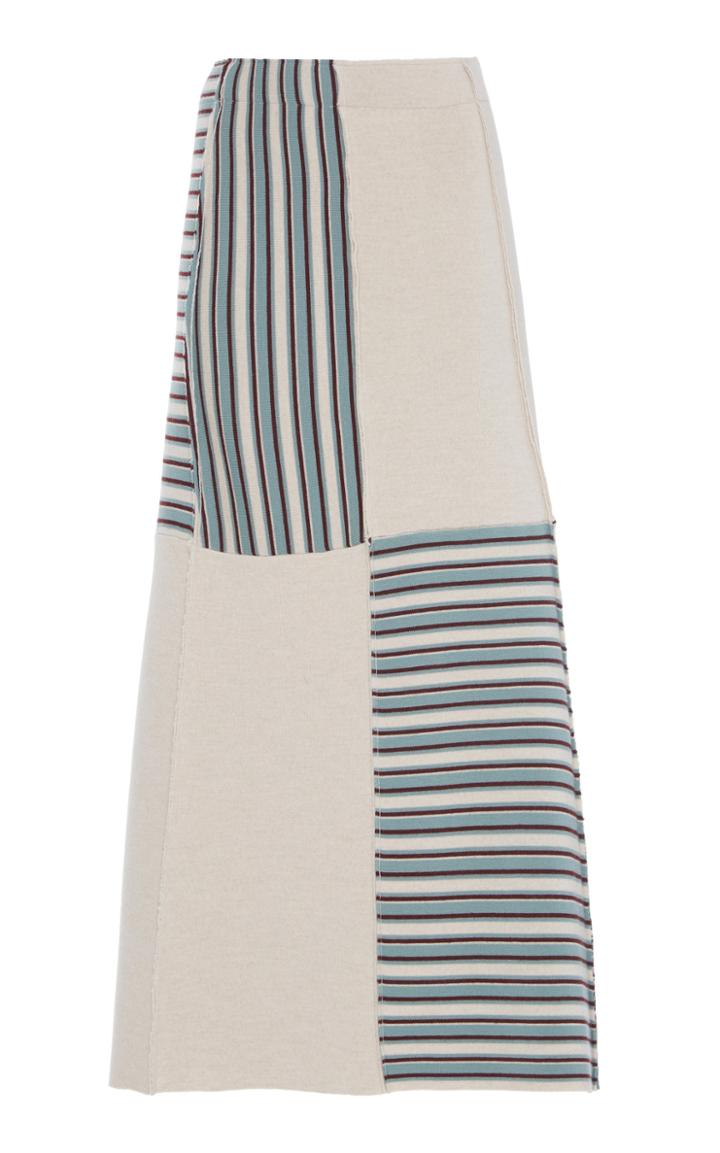 Jil Sander Midi Striped Wool Skirt
