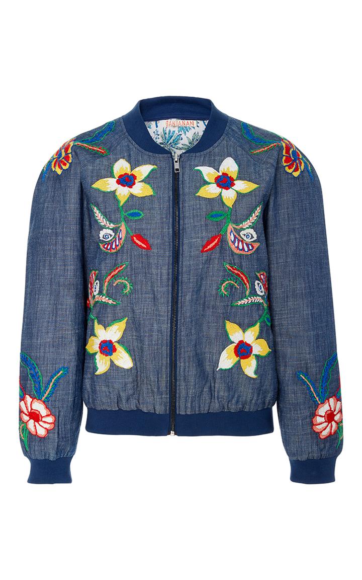 Banjanan Bertha Embroidered Chambray Bomber