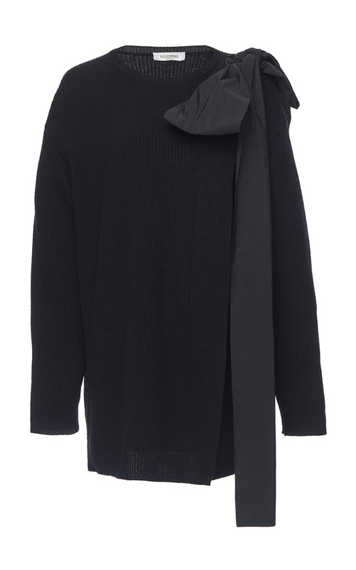 Valentino Bow Embellished Wool Cashmere Sweater