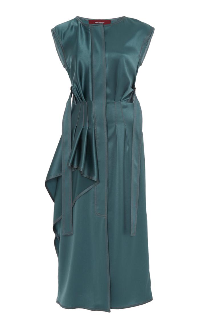 Sies Marjan Ginger Pleated Belted Satin Dress