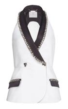 Ralph & Russo Sleeveless Contrast Lapel Waistcoat With Stud Embellishments