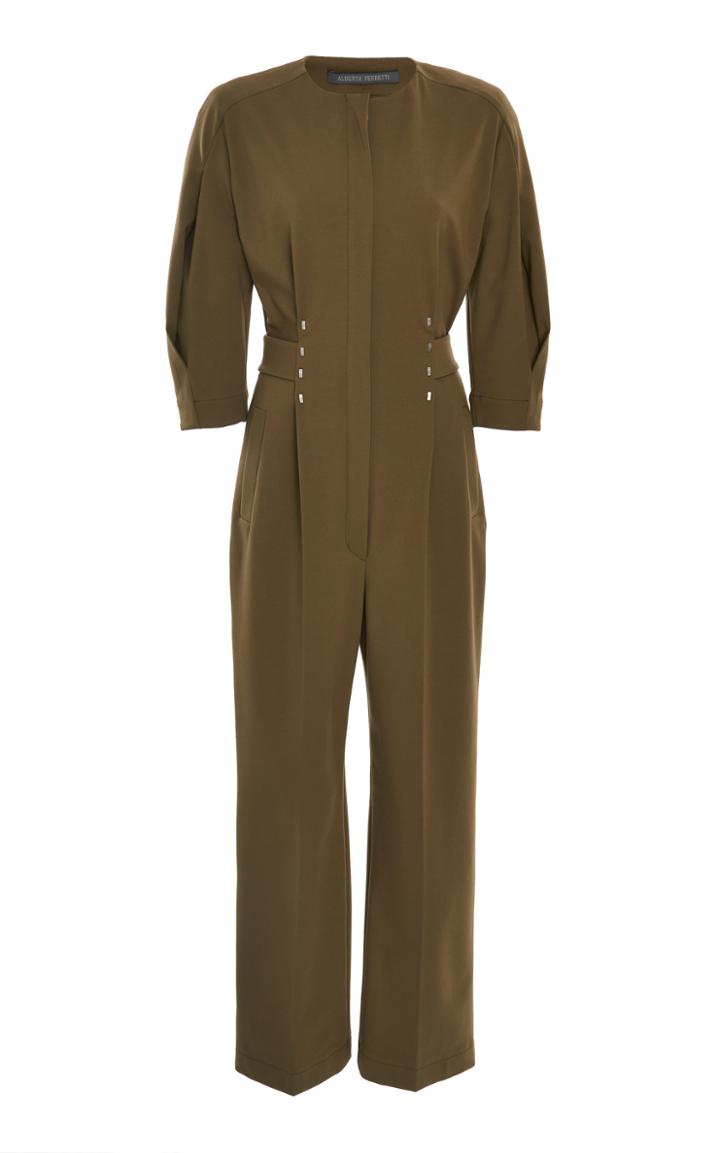 Alberta Ferretti Pleated Waist Jersey Jumpsuit