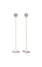 Alina Abegg Saturn Chains Stoned 18k White Gold 18k Rose Gold Opal And Sapphire Earrings