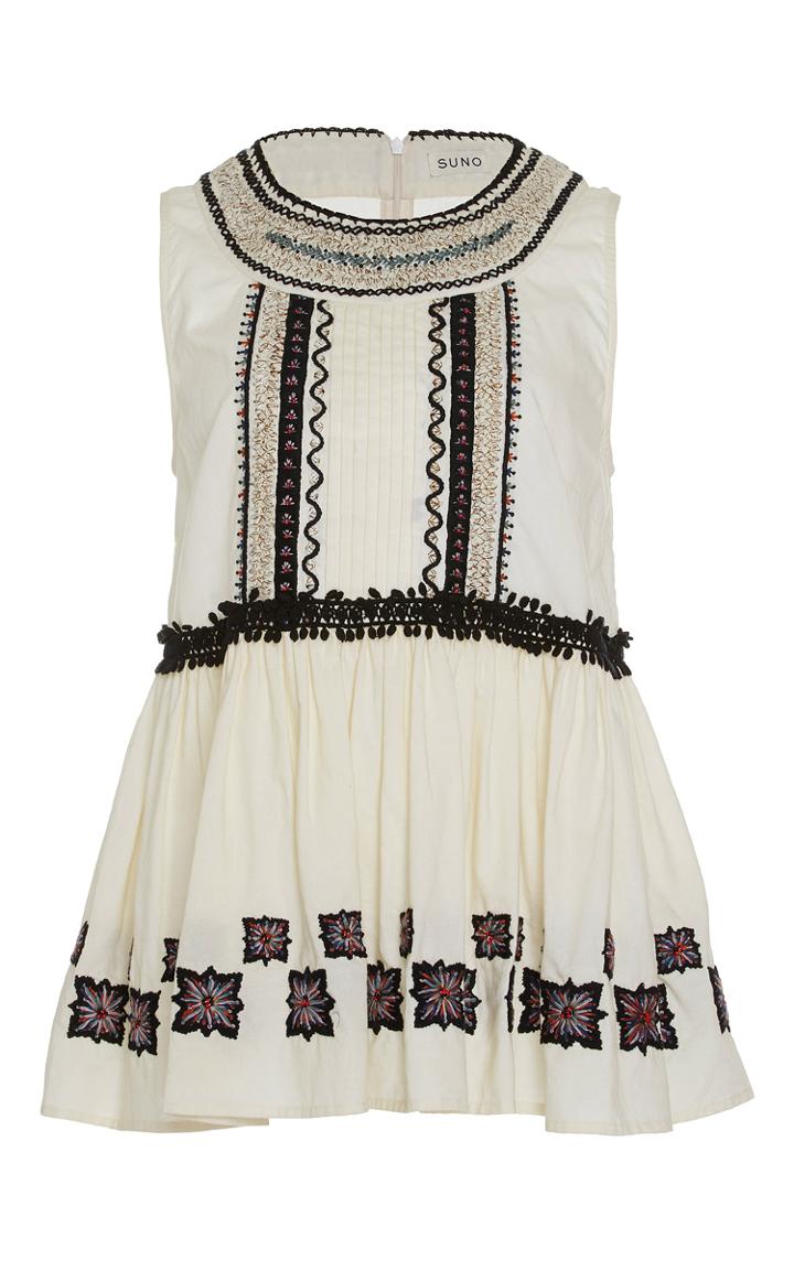Suno Embroidered Peplum Top