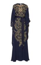 Marchesa Embroidered Crepe Caftan