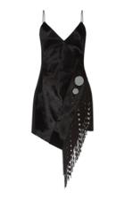 David Koma Printed Fringe Leather Dress