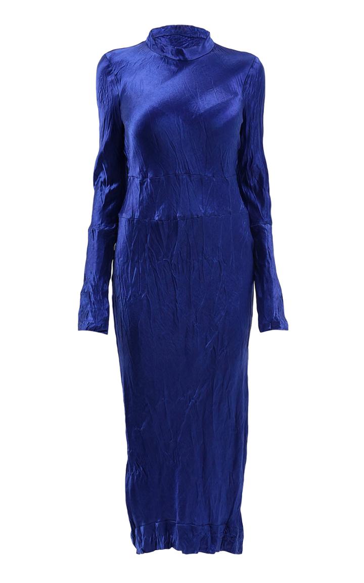 Marni Mockneck Crinkled Satin Midi Dress