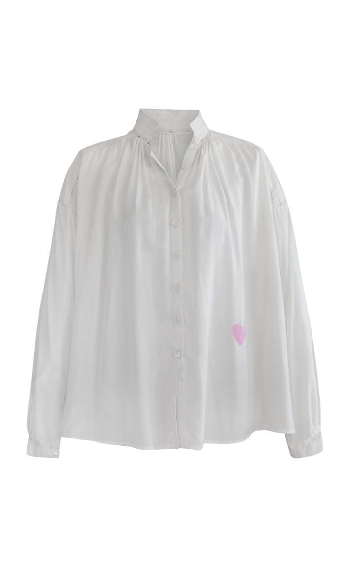 Moda Operandi Alix Of Bohemia Kiki Heart-appliqued Crochet-trimmed Cotton Shirt
