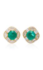 Gioia Bulgari Gold Cabochon Emerald And Diamond Earrings
