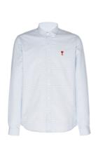 Ami Logo-embroidered Gingham Cotton-poplin Shirt Size: 39