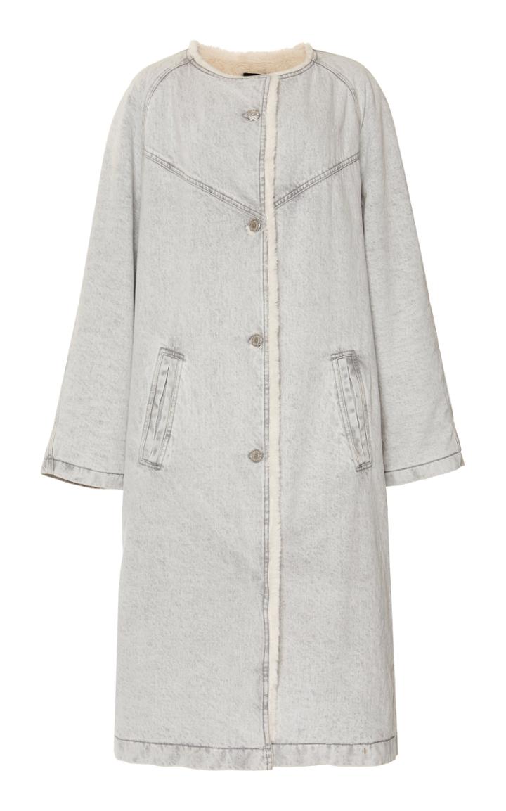 Isabel Marant Kaleia Faux Shearling-trimmed Denim Coat Size: 38