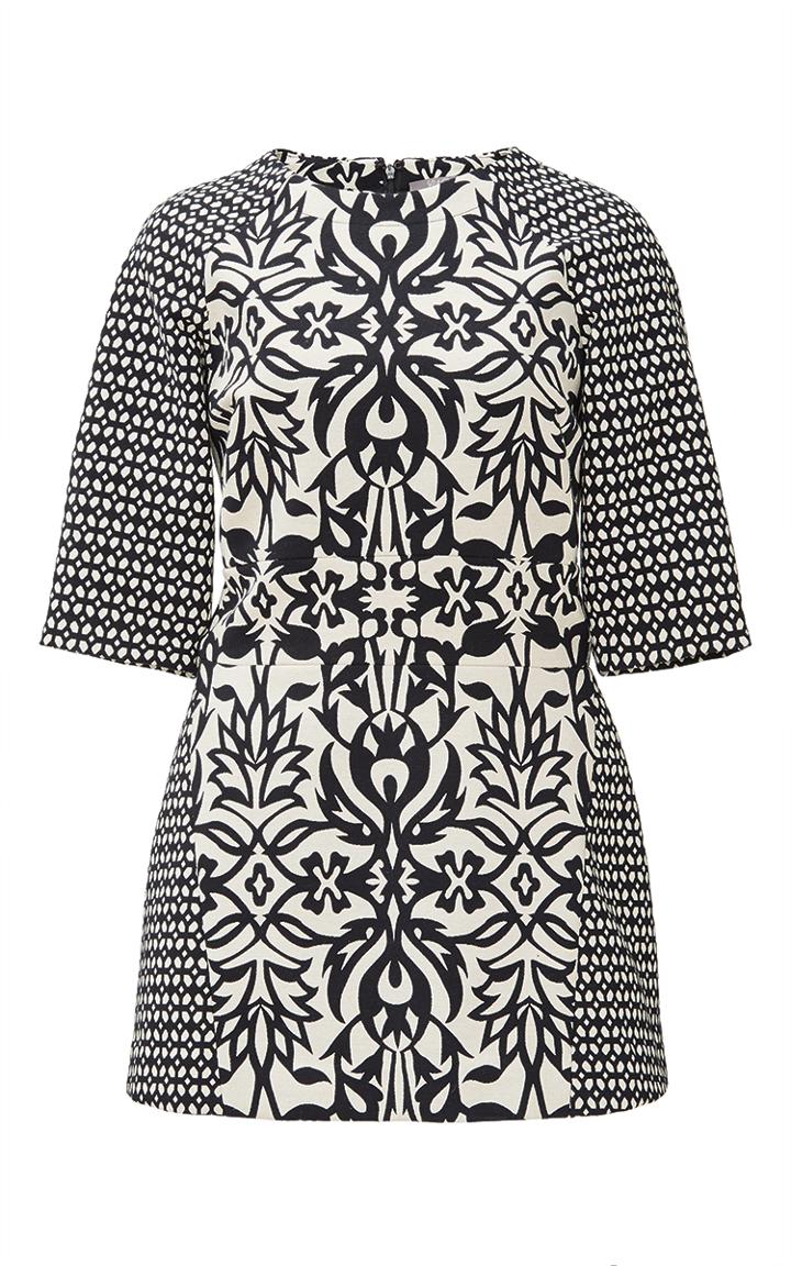 Lela Rose Ornamental Jacquard Peplum Top