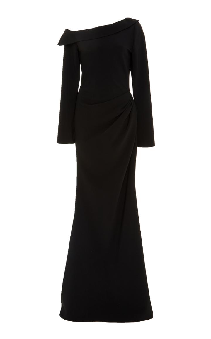 Christian Siriano Long Sleeve Side Draped Gown