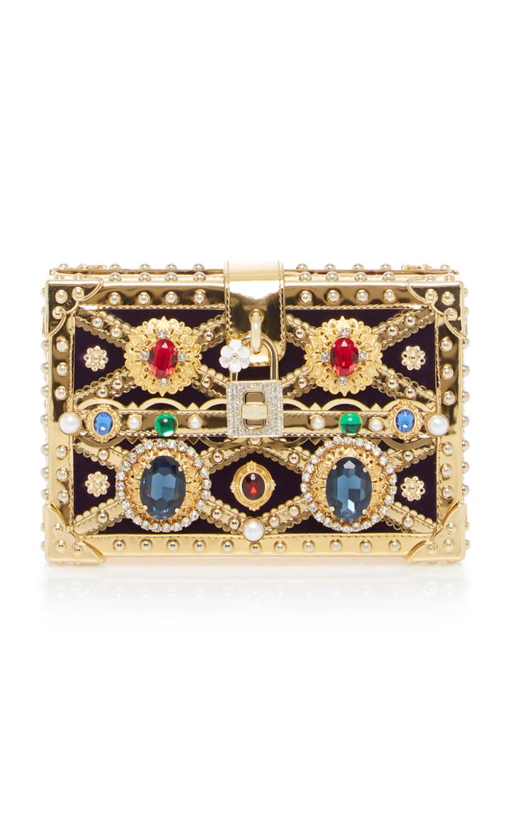 Dolce & Gabbana Embellished Wood Box Clutch
