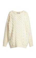 Moda Operandi Christopher Kane Wool-blend Aran Knit Pom-accented Sweater