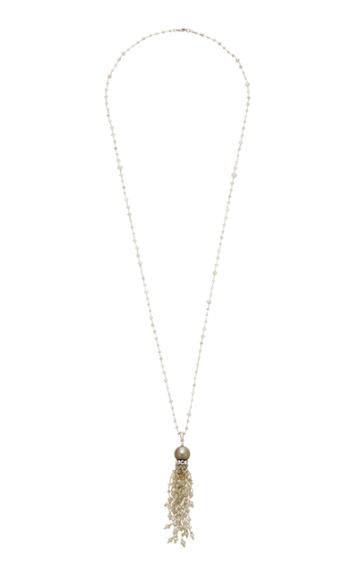 Busatti 18k White Gold Pearl And Diamond Tassel Necklace