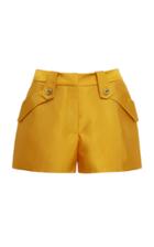 Brandon Maxwell High-waisted Foldover Pocket Satin Shorts