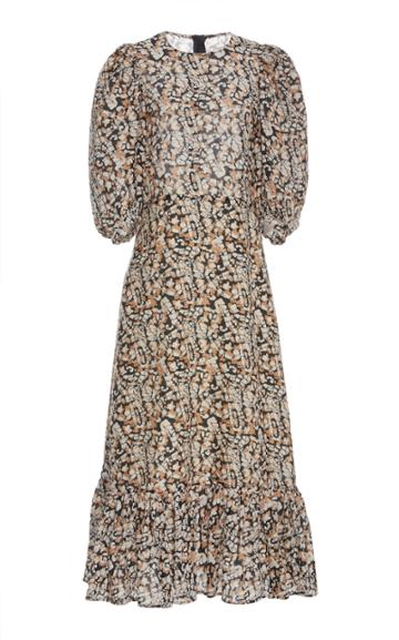 Sea Borealis Printed Cotton And Silk-blend Midi Dress