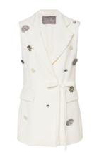 Lela Rose Crystal Button-embellished Wool-blend Vest