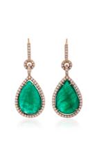 Nina Runsdorf 18k Rose Gold Emerald And Diamond Drop Earrings