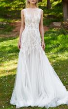 Costarellos Bridal Feather Lace Dress