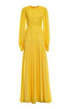 Genny Long Sleeve Pleated Gown